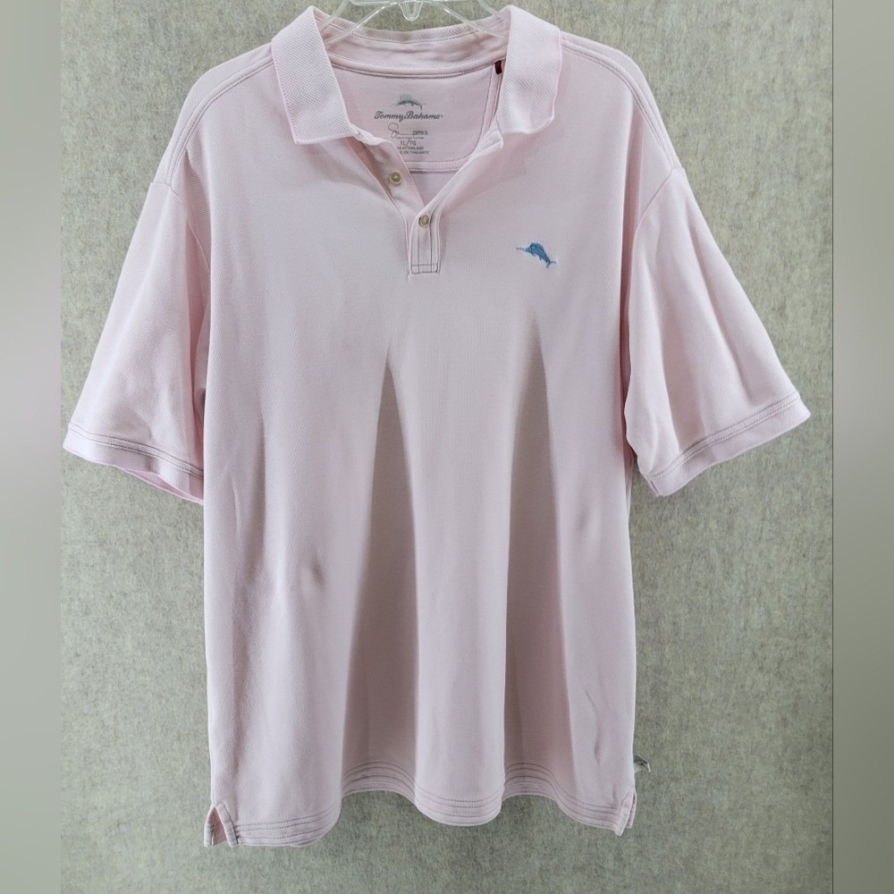 Tommy Bahama Light Pink Short Sleeve Polo Shirt - Men's Size XL - Picture 1 of 7